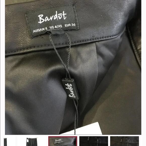 Bardot Women’s Black Faux Leather Zip Cut Outs Midi Milano Skirt Size 4/XS - Picture 4 of 8